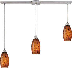 Galaxy 3 Light Pendant In Brown and Satin Nickel