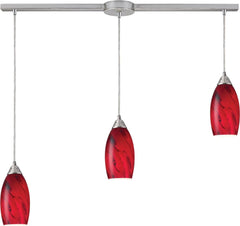 Galaxy 3 Light Pendant In Red and Satin Nickel