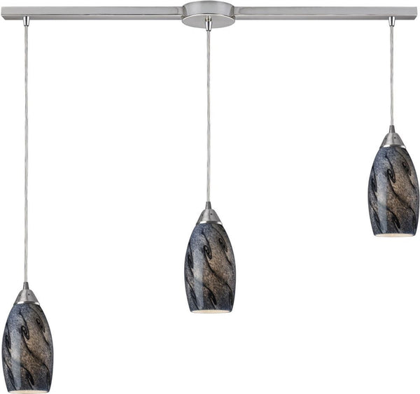 Galaxy 3 Light Pendant In Smoke and Satin Nickel