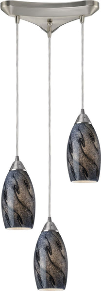 Galaxy 3 Light Pendant In Smoke and Satin Nickel
