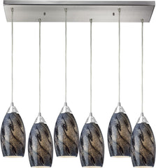 Galaxy 6 Light Pendant In Satin Nickel and Smoke