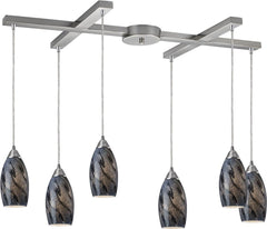 Galaxy 6 Light Pendant In Smoke and Satin Nickel