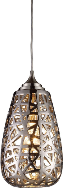 Nestor 1 Light Pendant In Polished Chrome and Chrome Plated Ceramic Shade
