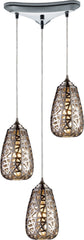 Nestor 3 Light Pendant In Polished Chrome and Chrome Plated Ceramic Shade