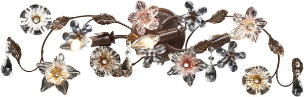 Cristallo Fiore 3 Light Vanity In Deep Rust With Crystal Florets
