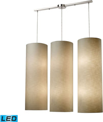 Fabric Cylinder 12 Light Led Pendant In Satin Nickel