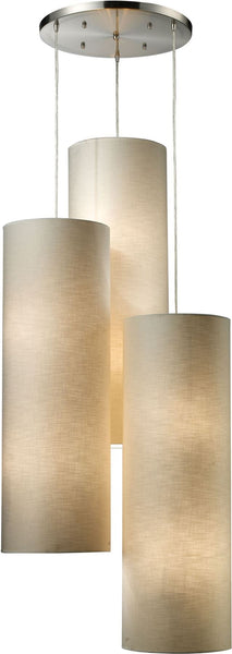 Fabric Cylinder 12 Light Pendant In Satin Nickel