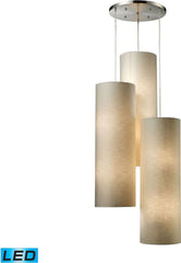 Fabric Cylinder 12 Light Led Pendant In Satin Nickel