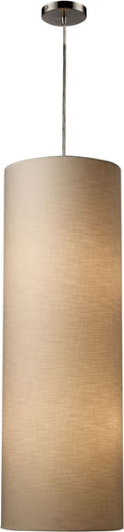 Fabric Cylinder 4 Light Pendant In Satin Nickel