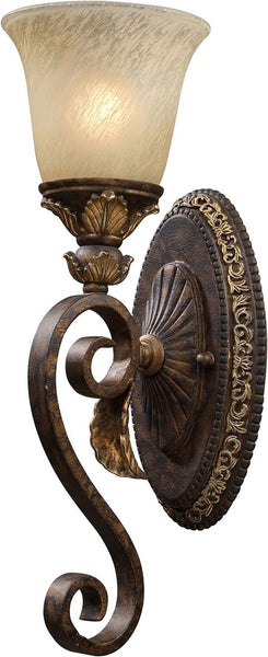 Regency 1 Light Vanity In Burnt Bronze and Gold Leaf