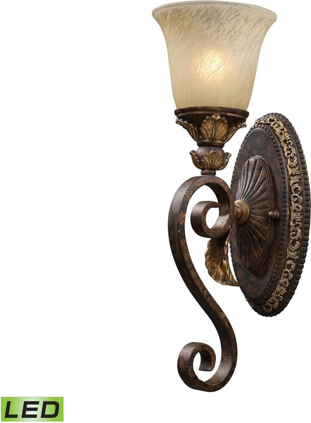 Regency 1 Light Led Vanity In Burnt Bronze and Gold Leaf