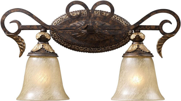 Regency 2 Light Vanity In Burnt Bronze and Gold Leaf