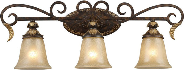 Regency 3 Light Vanity In Burnt Bronze and Gold Leaf