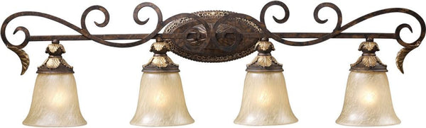 Regency 4 Light Vanity In Burnt Bronze and Gold Leaf