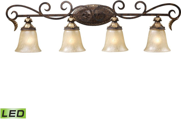 Regency 4 Light Led Vanity In Burnt Bronze and Gold Leaf
