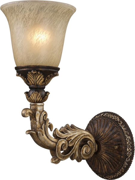 Regency 1 Light Wall Sconce In Burnt Bronze and Gold Leaf