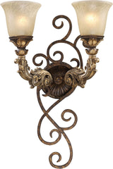 Regency 2 Light Wall Sconce In Burnt Bronze and Gold Leaf