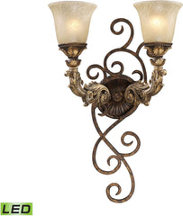 Regency 2 Light Led Wall Sconce In Burnt Bronze and Gold Leaf