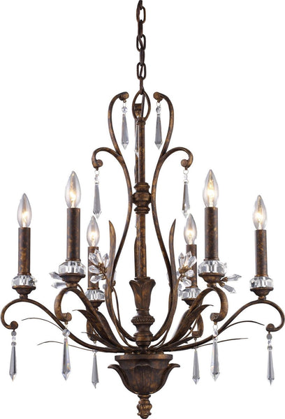 Emilion 6 Light Chandelier In Burnt Bronze