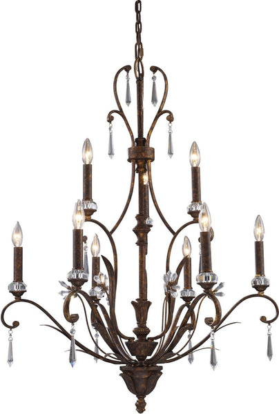 Emilion 9 Light Chandelier In Burnt Bronze
