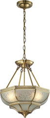 French Damask 3 Light Pendant In Brushed Brass
