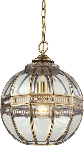 Randolph 1 Light Pendant In Brushed Brass and Clear Glass