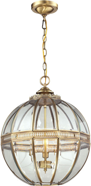 Randolph 3 Light Pendant In Brushed Brass and Clear Glass