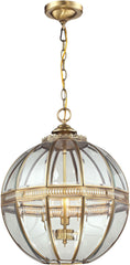 Randolph 3 Light Pendant In Brushed Brass and Clear Glass