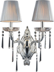 Princess 2 Light Wall Sconce In Polished Silver With Silk String Shades