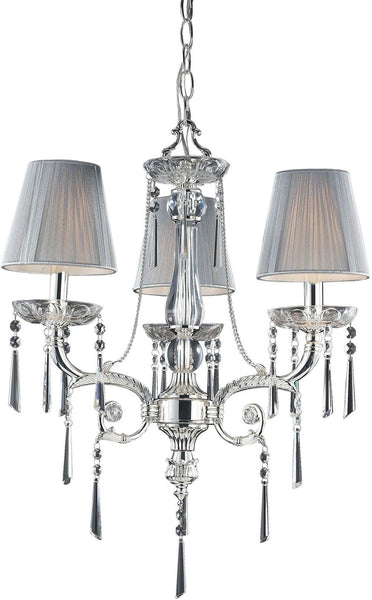 Princess 3 Light Chandelier In Polished Silver With Silk String Shades
