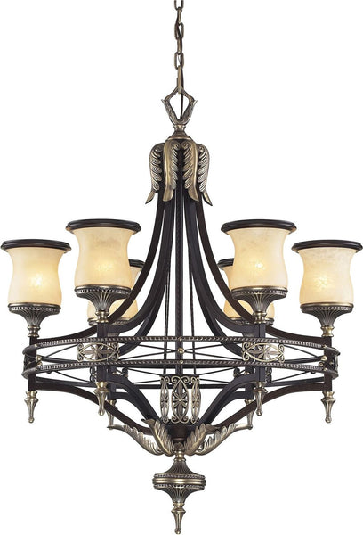 Georgian Court 6 Light Chandelier In Antique Bronze and Dark Umber