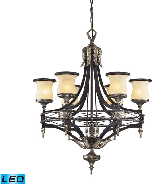 Georgian Court 6 Light Led Chandelier In Antique Bronze and Dark Umber