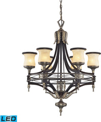 Georgian Court 6 Light Led Chandelier In Antique Bronze and Dark Umber