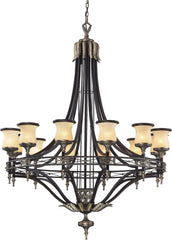 Georgian Court 12 Light Chandelier In Antique Bronze and Dark Umber