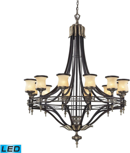 Georgian Court 12 Light Led Chandelier In Antique Bronze and Dark Umber