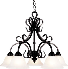 Buckingham 5 Light Chandelier In Matte Black and White Faux Marble Glass