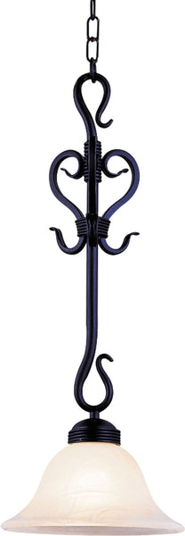 Buckingham 1 Light Pendant In Matte Black and White Faux Marble Glass