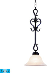Buckingham 1 Light Led Pendant In Matte Black and White Faux Marble Glass