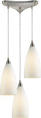 Vesta 3 Light Pendant In Satin Nickel and White Glass