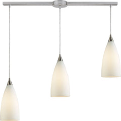 Vesta 3 Light Pendant In Satin Nickel and White Glass