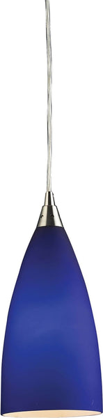 Vesta 1 Light Pendant In Satin Nickel and White Glass
