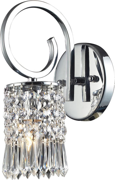 Optix 1 Light Wall Sconce In Polished Chrome and Clear Crystal