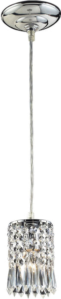 Optix 1 Light Pendant In Polished Chrome and Clear Crystal