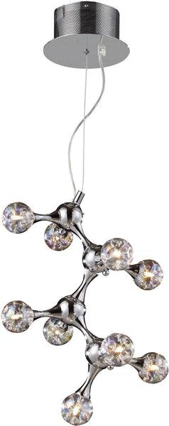 Molecular 9 Light Chandelier In Chrome and Iridescent Glass
