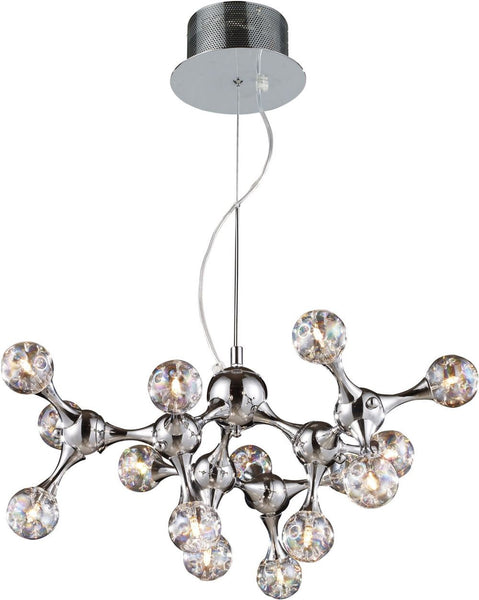 Molecular 15 Light Chandelier In Chrome and Iridescent Glass