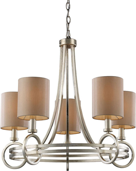 New York 5 Light Chandelier In Renaissance Silver Leaf