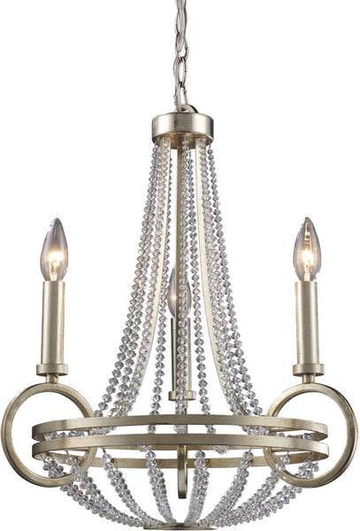 New York 3 Light Chandelier In Renaissance Silver Leaf