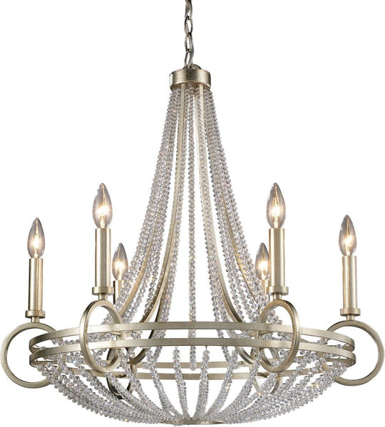 New York 6 Light Chandelier In Renaissance Silver Leaf