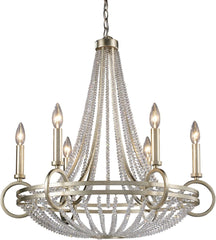 New York 6 Light Chandelier In Renaissance Silver Leaf