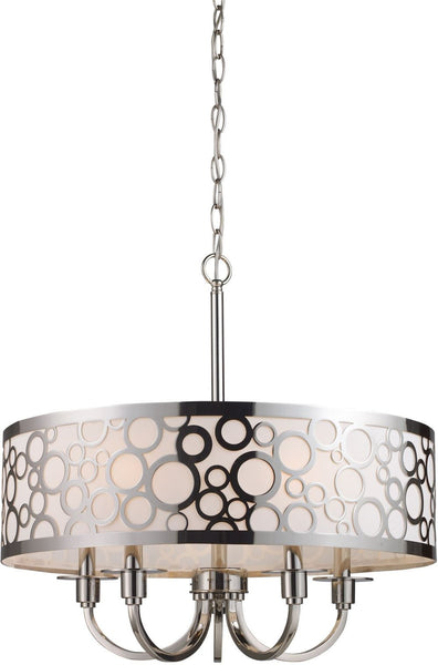 Retrovia 5 Light Chandelier In Polished Nickel